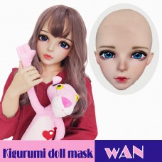 (Wan)Crossdress Sweet Girl Resin Half Head Female Kigurumi Mask With BJD Eyes Cosplay Anime Doll Mask